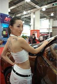 Beautiful charming glamour beauty model back tattoo picture picture