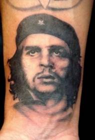 wrist black realistic Che Guevara portrait tattoo