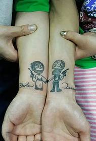 cute funny couple wrist small skullTattoo