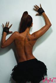 Sexy girl back English tattoo picture