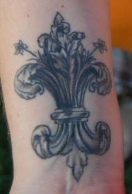 motif de tatouage d'iris gris au poignet