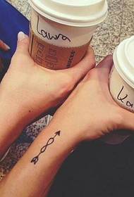 kvinnelige venninner håndledd med uendelig symbol pil tatoveringsbilde