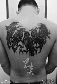 hombre guapo espalda Raven Tattoo Pattern