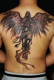 back devil angel tattoo pattern - Huainan dark tattoo studio recommended