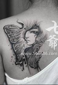 Nanchang Qiye tatuiruotės rodymo tatuiruotės darbai: nugaros grožio tatuiruotės modelis