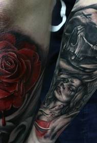 arm scary skull and vampire tattoo pattern