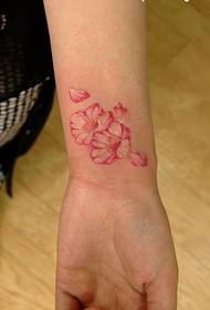 gadis-gadis pergelangan tangan warna indah pola bunga tato