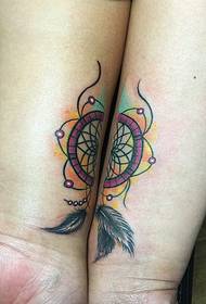 personality couple wrist stitching sunflower tattoo