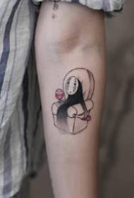 super cute little point and black gray for small arms and calves Figure tattoo works