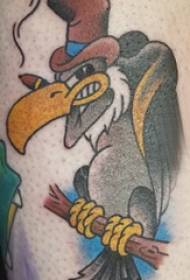 Tattoo cartoon male student calf on colored cartoon vulture tattoo picture
