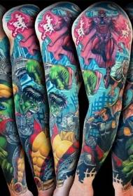 Flower Arm Superhero Comic Color Tattoo Pattern
