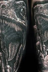 arm realistische realistische brullende dinosaurus tattoo patroon