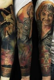 patró de tatuatge de cantant de color famós braç