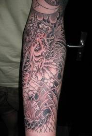 patrón de tatuaje de brazo de dragón de estilo chino negro