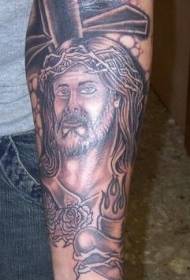 jib Cross och Jesus Rose Tattoo Pattern