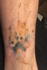 Tetovaže u boji u boji za muško tele na obojenim slikama raspršenih tetovaža