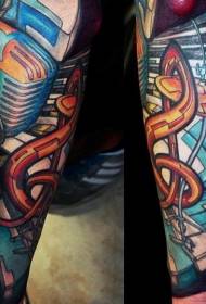 Цветна рака боја боја музика тема тетоважа шема