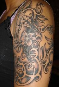 Arm Black Vine Flower Tattoo Pattern