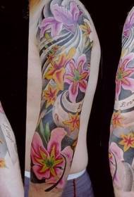 paže hezký barevný lily tetování vzor