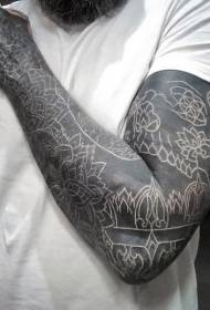 brazo Estampado de tatuaxe floral de tinta branca fantástica