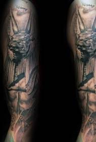 stor sort grå stil egyptisk idol tatoveringsmønster
