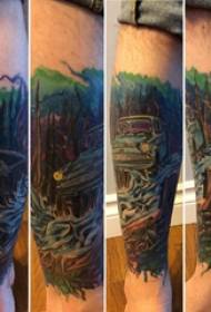 Car tattooed boys calves on colored car tattoo pictures