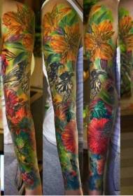 Boja oružja Razno cvijeće i uzorak ptica tetovaža
