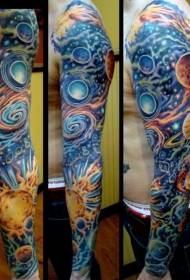 Big wonderful color starry sky tattoo pattern