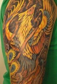 Shoulder Color Rising Phoenix Sleeve Tattoo Pattern