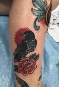 Tattoo pattern flower girl calf on bird and flower tattoo picture