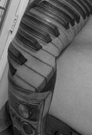 arm very beautiful black and white piano key tattoo pattern