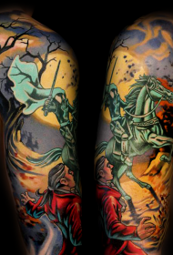 arm painted mysterious knight cartoon tattoo pattern