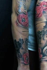 Blummenaarm Faarf Original Arméi a Blummen Tattoo Muster