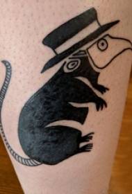 mouse tattoo male boy with a hat on the calf Tattoo picture