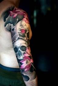 arms of magnificent colored beautiful flowers with tattoos 97926-arm color dance geisha combined with beautiful flower tattoo pattern