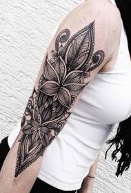 Big Hindu Decoration Black Leaf Tattoo Pattern