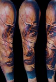 realistic realistic style color band 疤 woman face arm tattoo pattern