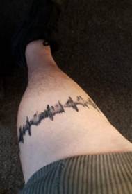 ECG tattoo picture male student calf on ECG tattoo picture