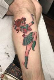 beautiful girl tattoo pattern male shank on colored figures tattoo pictures