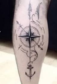 jib And 9 beautiful compass tattoo designs on the calf