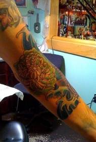 шема на тетоважа на хризантема во боја на раката