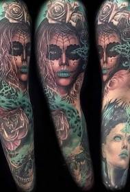 цветна боја боја рака жена шема на тетоважа