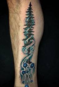 European calf tattoo male shank on colored tree tattoo picture