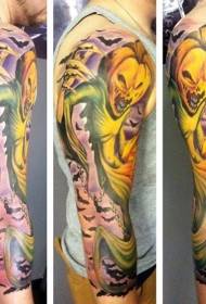 arm color amazing pumpkin ghost tattoo pattern