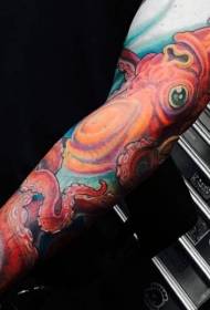 arm cartoon-like color squid tattoo pattern