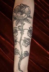 arm simple black line floral tattoo pattern