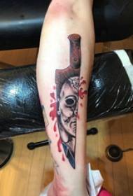 Shantou dagger tattoo lalaki shank squat ug dagger nga hulagway sa tattoo
