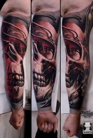 Caj npab xim realism style tib neeg pob txha taub hau tattoo txawv