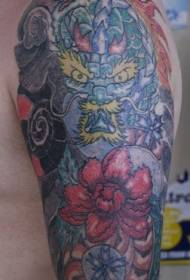 Evil Dragon and Flower Tattoo Pattern