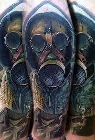 arm color realistic gas mask tattoo pattern